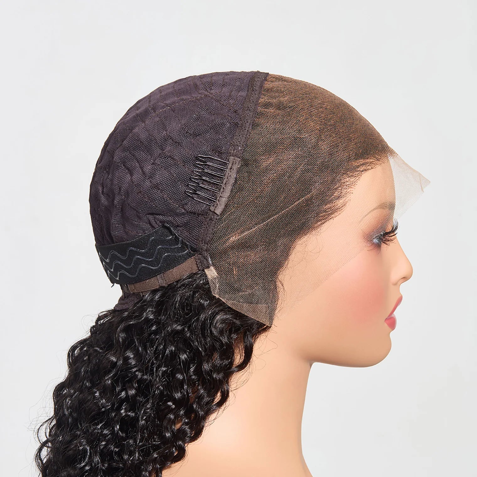 28”13"x4" Water Wave 200% Transparent Lace Frontal Wig #1B