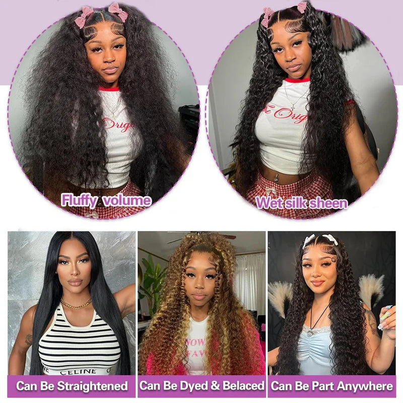 30”13"x4" HD Lace Deep Wave Frontal Wig #1B