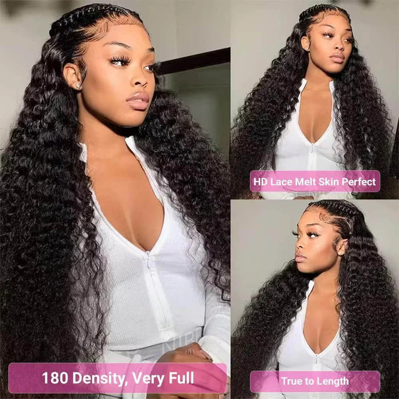 30”13"x4" HD Lace Deep Wave Frontal Wig #1B