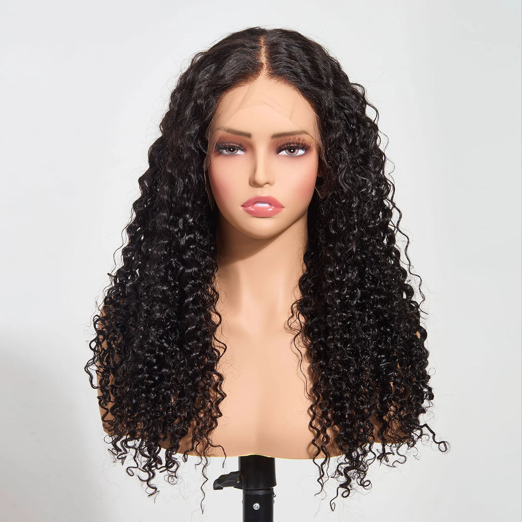 28”13"x4" Water Wave 200% Transparent Lace Frontal Wig #1B