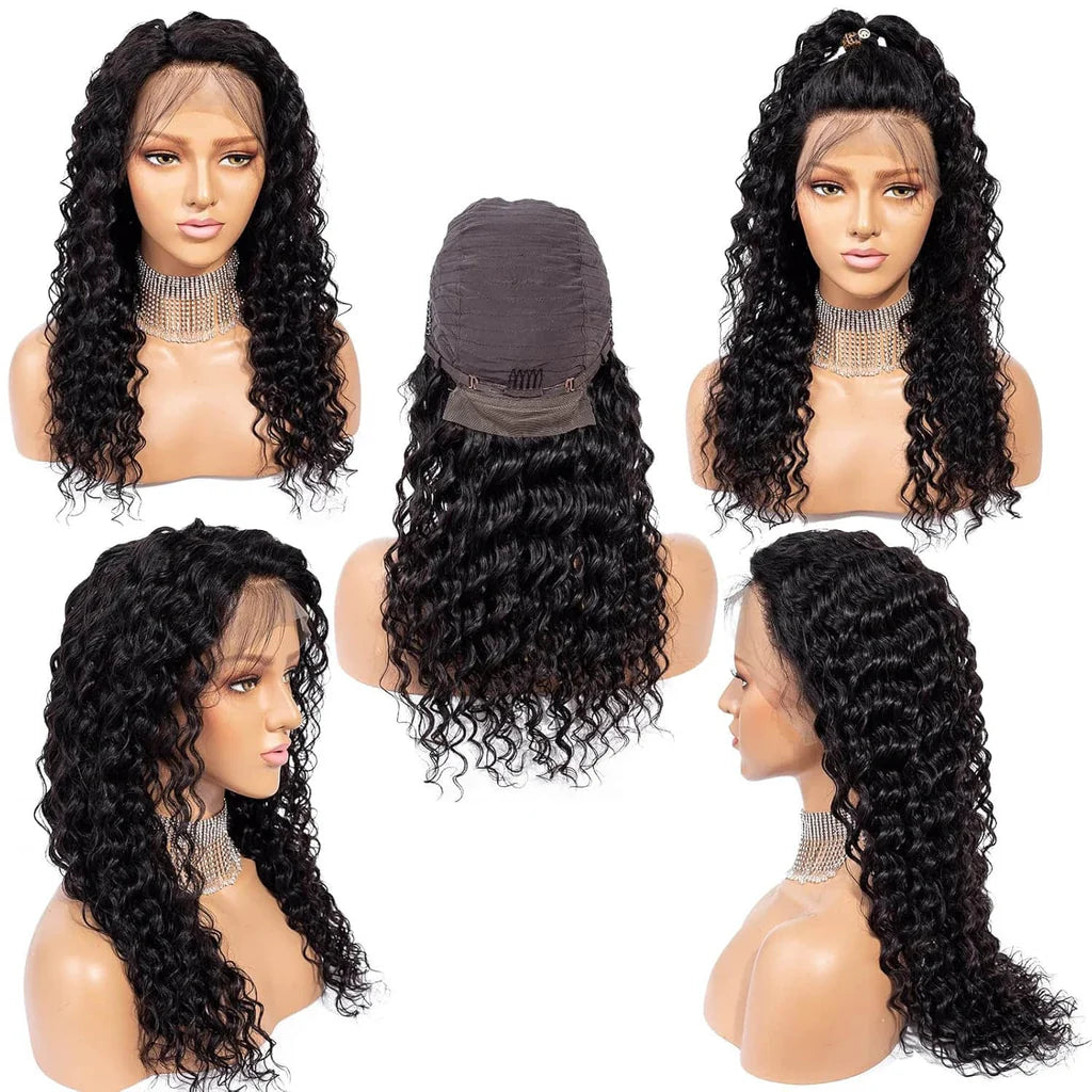 30”13"x4" HD Lace Deep Wave Frontal Wig #1B