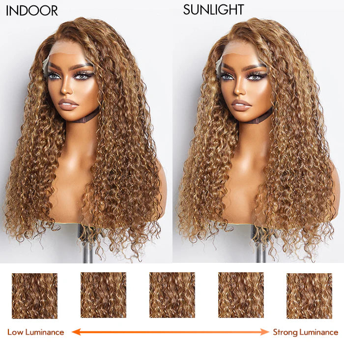 24 Inch Pre-Plucked 13"x4" Lace Front Water Wavy Wig Free Part 150% Density 100% Human Hair for Natural Look