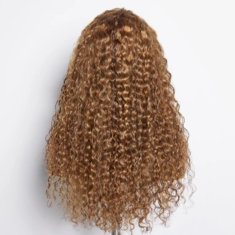 24 Inch Pre-Plucked 13"x4" Lace Front Water Wavy Wig Free Part 150% Density 100% Human Hair for Natural Look