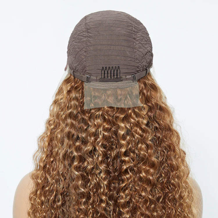 24 Inch Pre-Plucked 13"x4" Lace Front Water Wavy Wig Free Part 150% Density 100% Human Hair for Natural Look