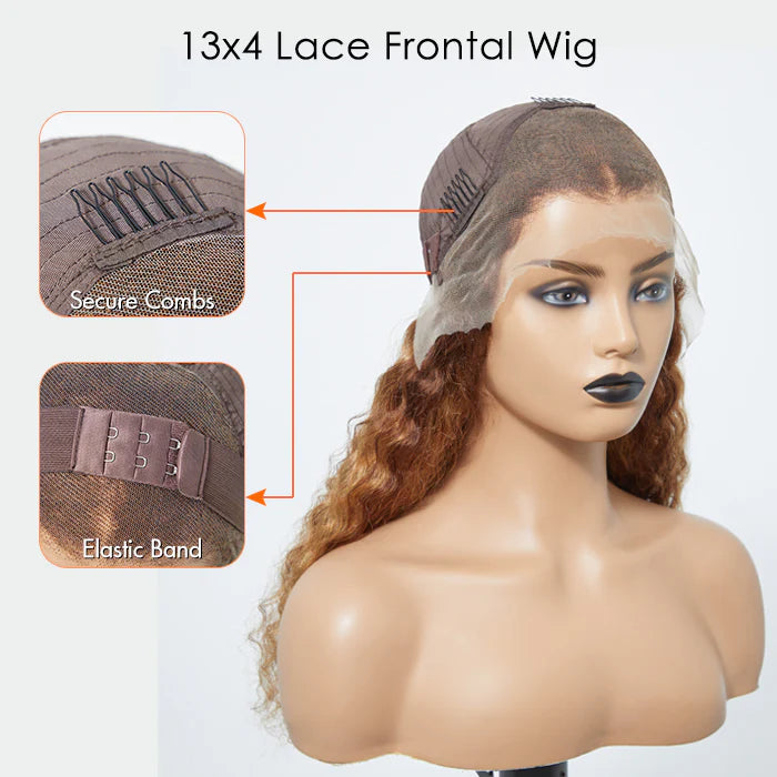 24 Inch Pre-Plucked 13"x4" Lace Front Water Wavy Wig Free Part 150% Density 100% Human Hair for Natural Look