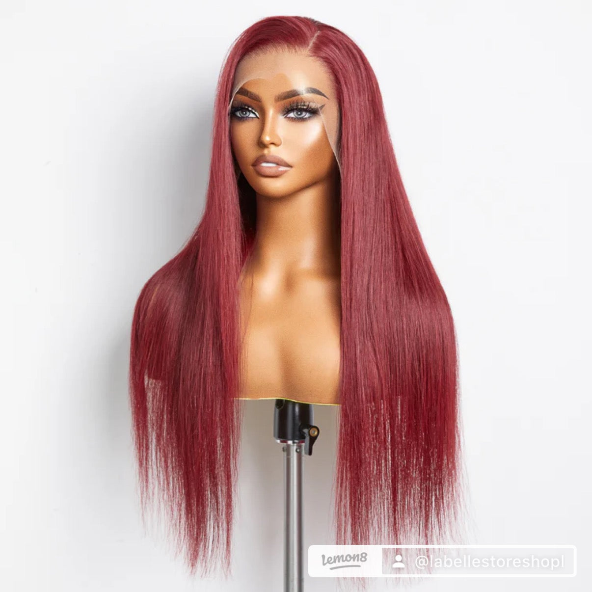 24”Inches Burgundy 13"x4" Lace Front Straight Wig Pre-Plucked Free Part 150% Density 100% Human Hair