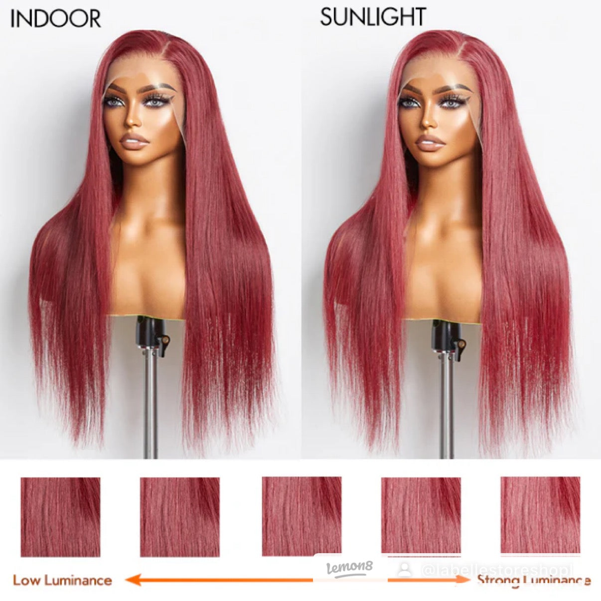 24”Inches Burgundy 13"x4" Lace Front Straight Wig Pre-Plucked Free Part 150% Density 100% Human Hair