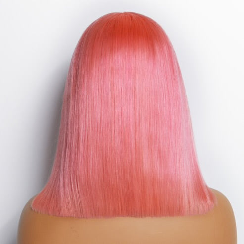 10” Pink Bob Wig for Women Pre-Plucked 13"x4" Lace Frontal Wig 150% Density 100% Human Hair Straight Hair Lightweight Easy to Style Perfect for Daily Wear