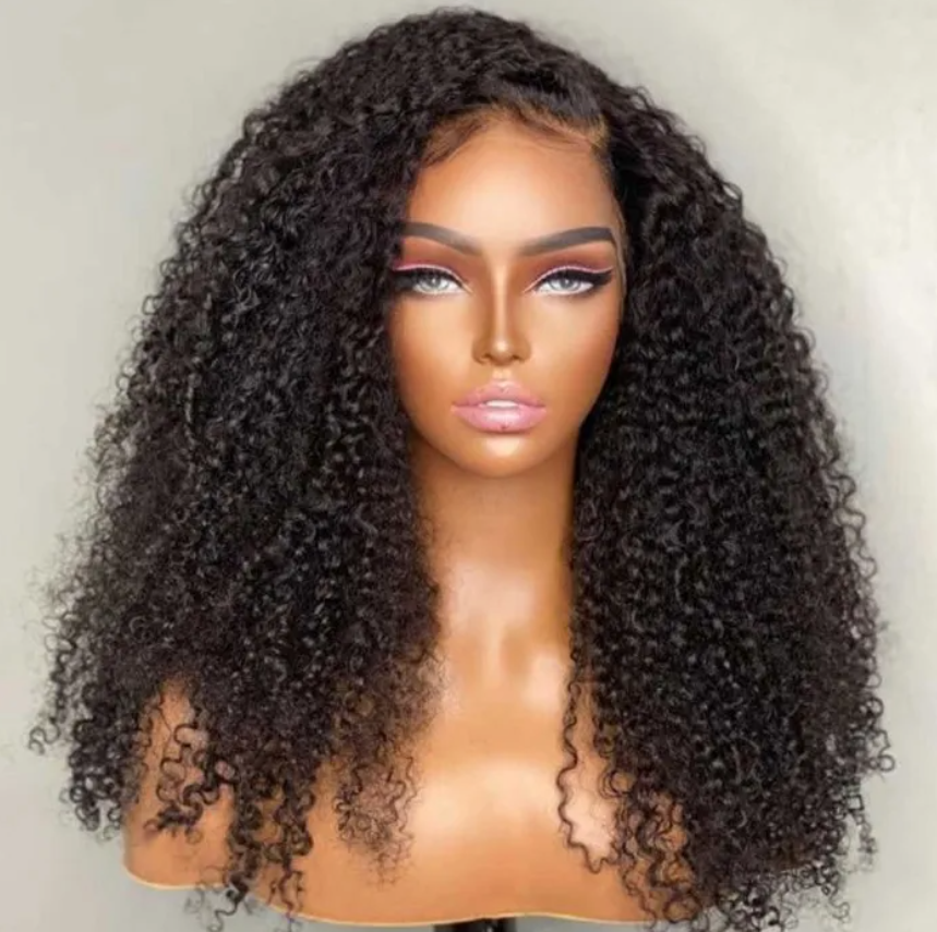 30” 30" 4x4 Kinky Curly Lace Frontal Wig 200% Density Pre-Plucked with Baby Hair Swiss Lace Kinky Curly Hairpiece
