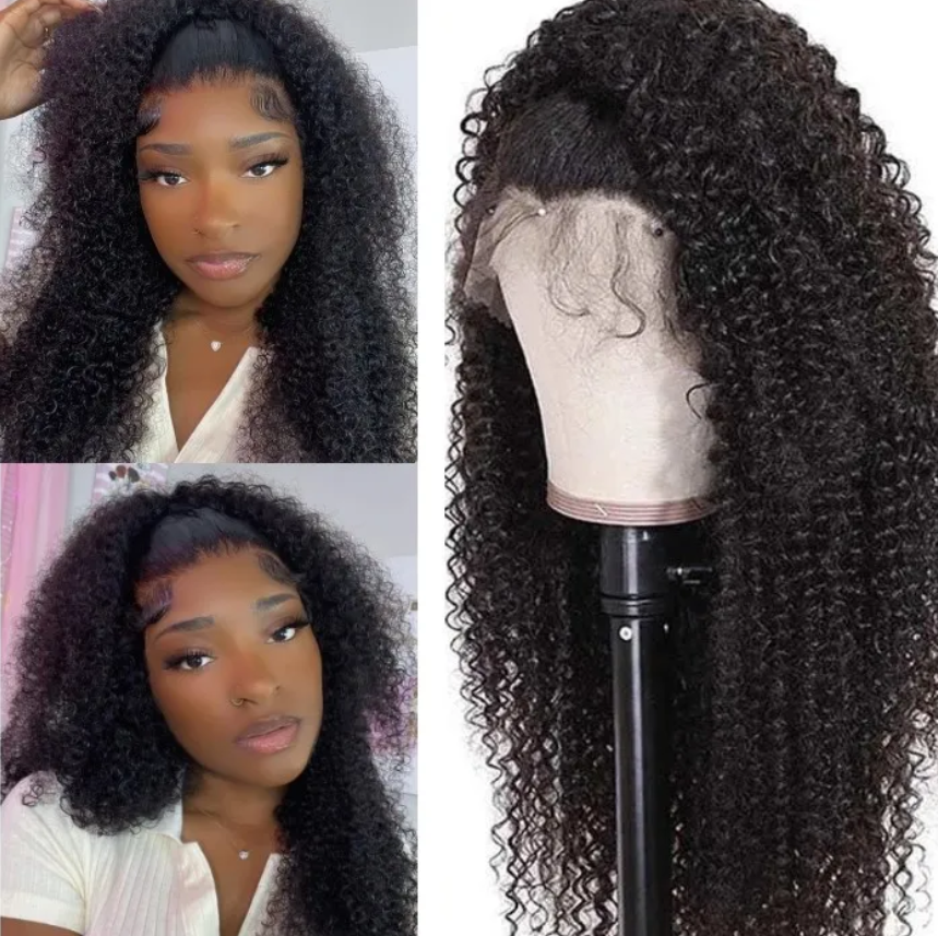 30” 30" 4x4 Kinky Curly Lace Frontal Wig 200% Density Pre-Plucked with Baby Hair Swiss Lace Kinky Curly Hairpiece