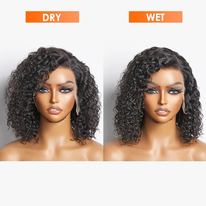 12” 150% Density 13x4 Pre-Plucked Lace Frontal Bob Wig Curly