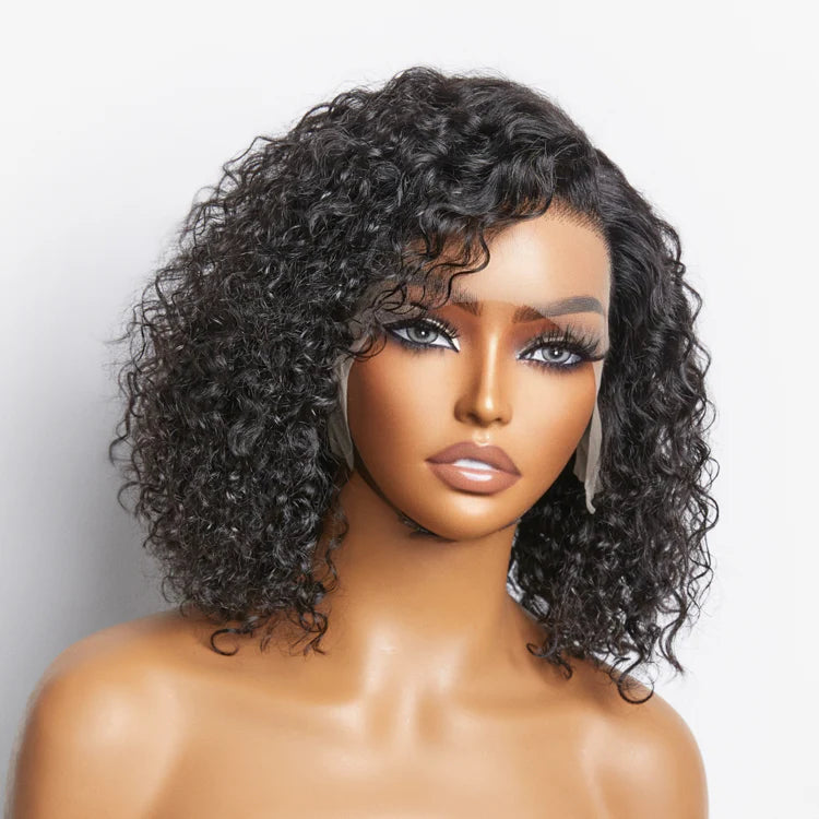 14”150% Density 13x4 Pre-Plucked Lace Frontal Bob Wig Curly