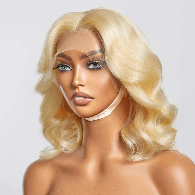 14” 150% Density 13x4 Pre-Plucked Lace Frontal Bob Wig Body Wave #613