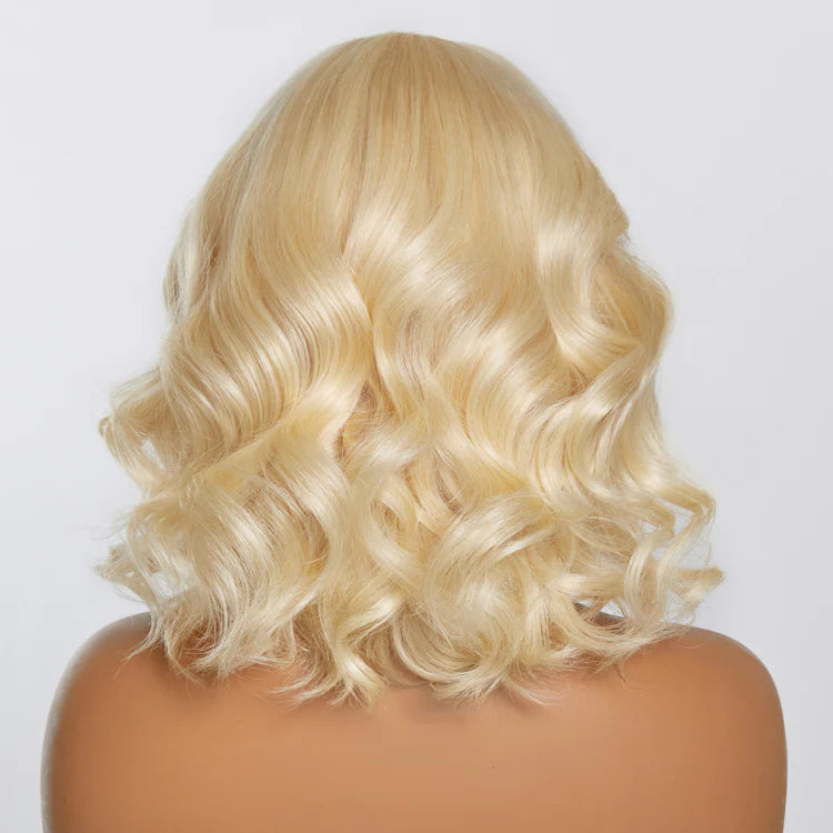 14” 150% Density 13x4 Pre-Plucked Lace Frontal Bob Wig Body Wave #613