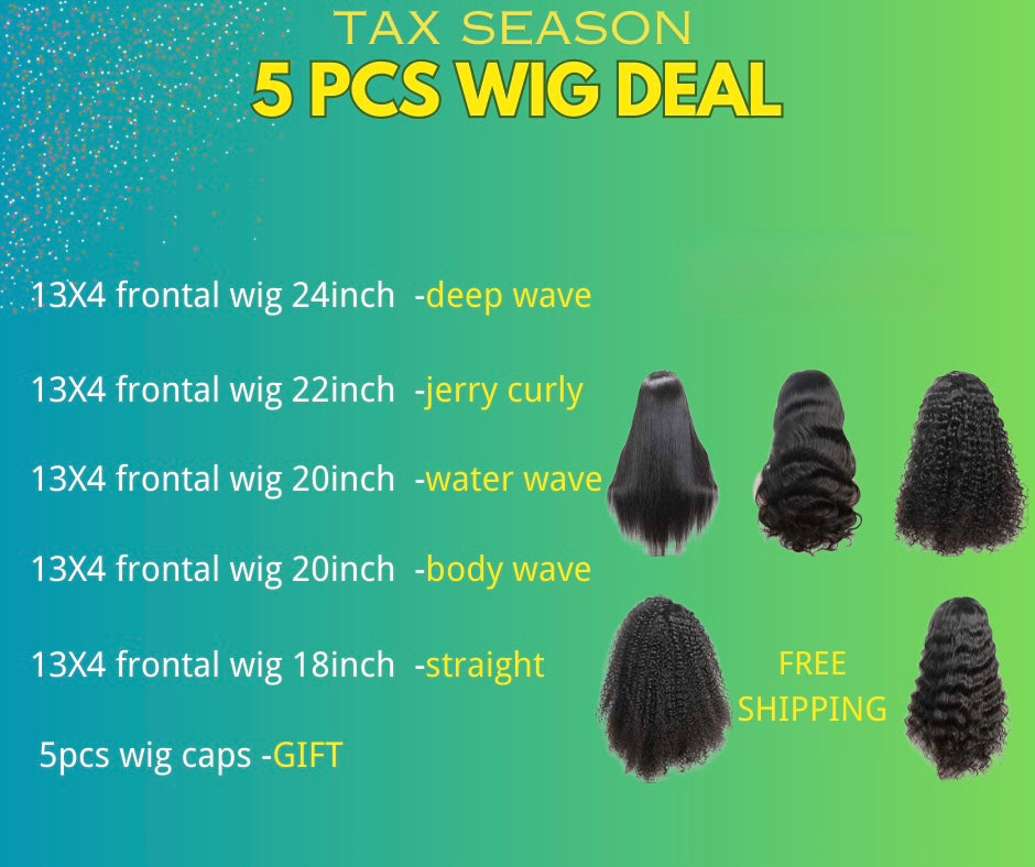 5pcs Tax Season Wig Deal】100% Human Hair, Lace Frontal Wig in Different Lengths & FREE Shipping