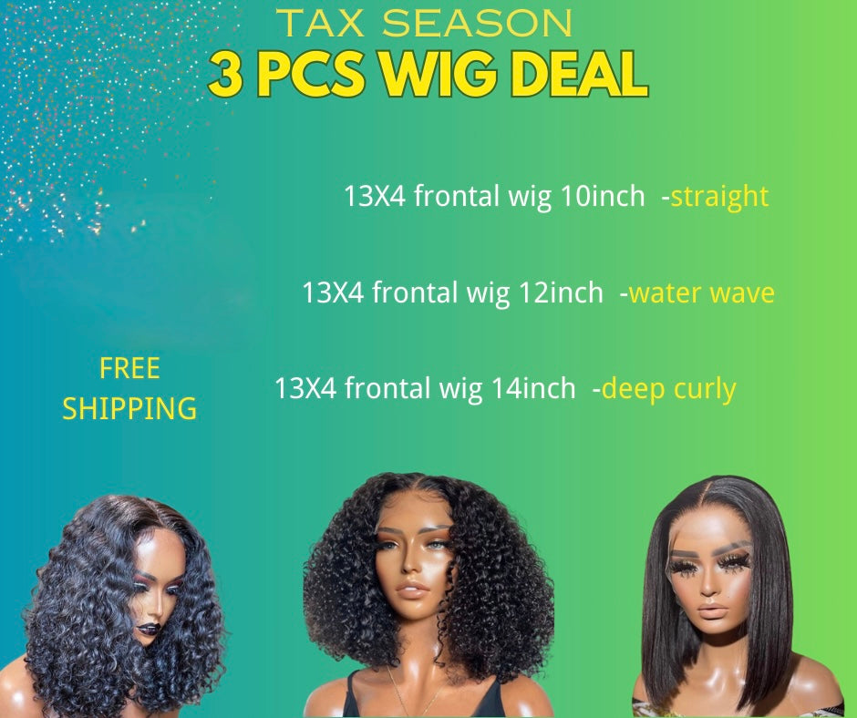 3pcs Tax Season Wig Deal】100% Human Hair, Lace Frontal Wig in Different Lengths & FREE Shipping